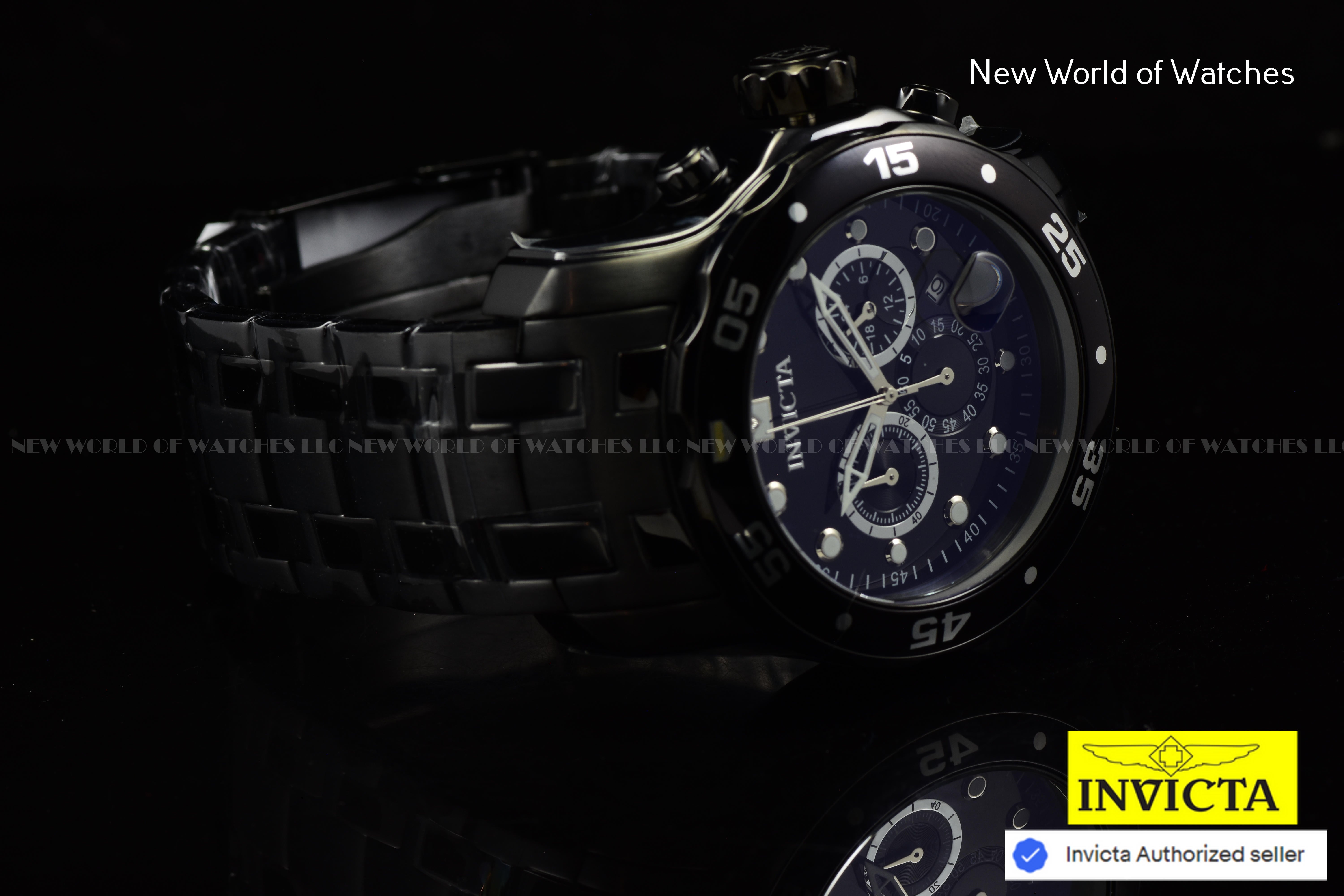 NEW Invicta Men's 48mm Pro Diver SCUBA Chronograph COMBAT Triple Black SS Watch