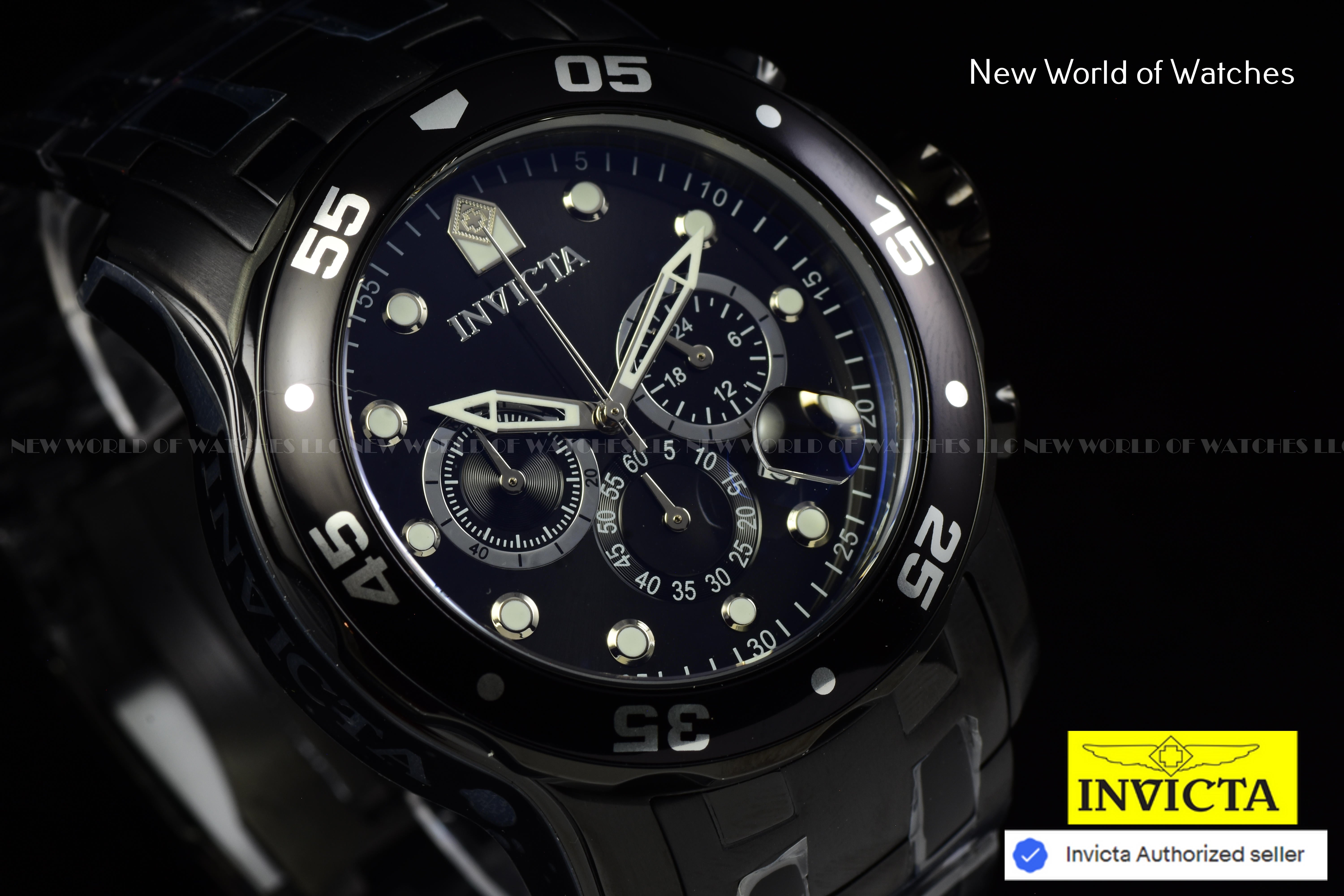 NEW Invicta Men's 48mm Pro Diver SCUBA Chronograph COMBAT Triple Black SS Watch