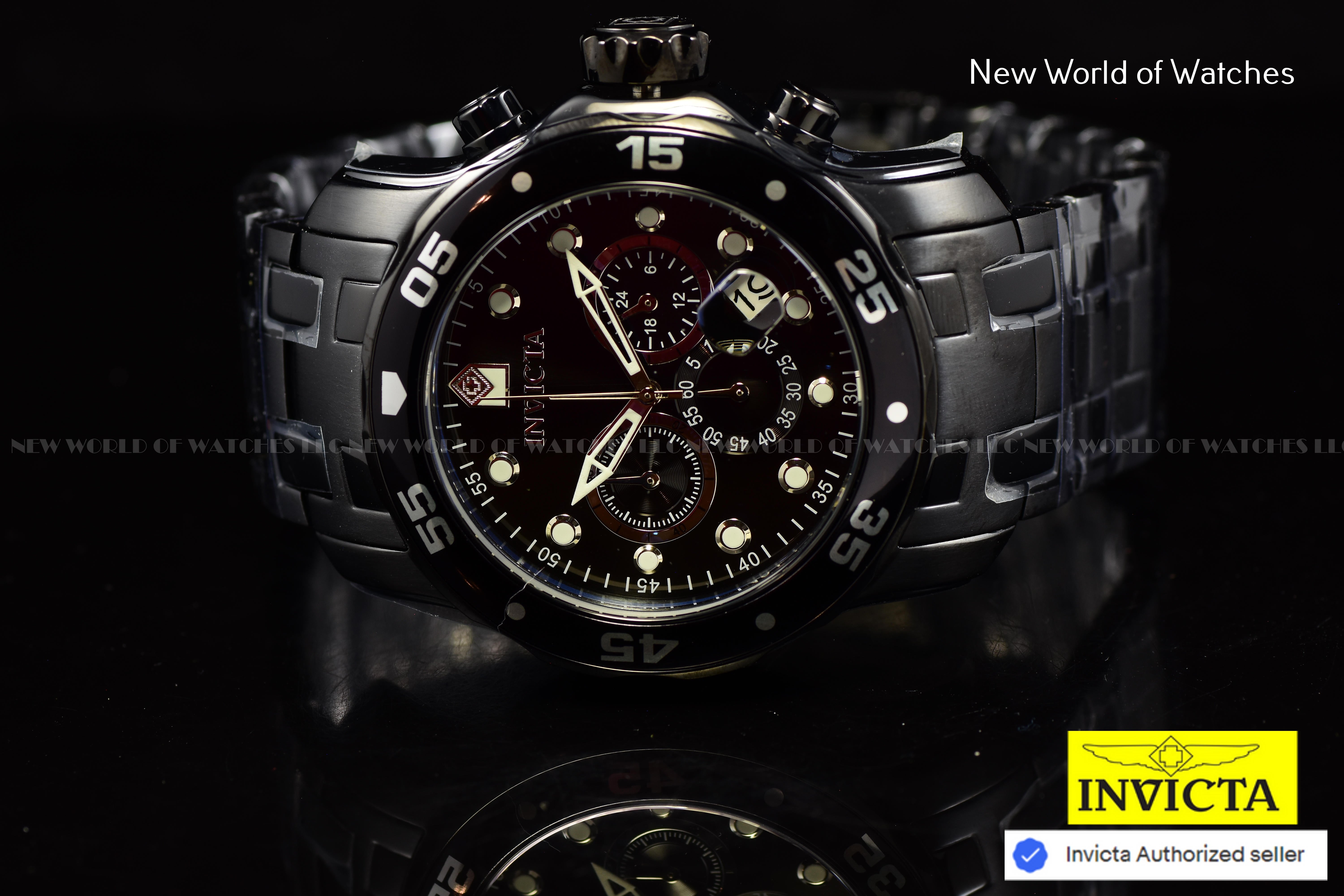 NEW Invicta Men's 48mm Pro Diver SCUBA Chronograph COMBAT Triple Black SS Watch