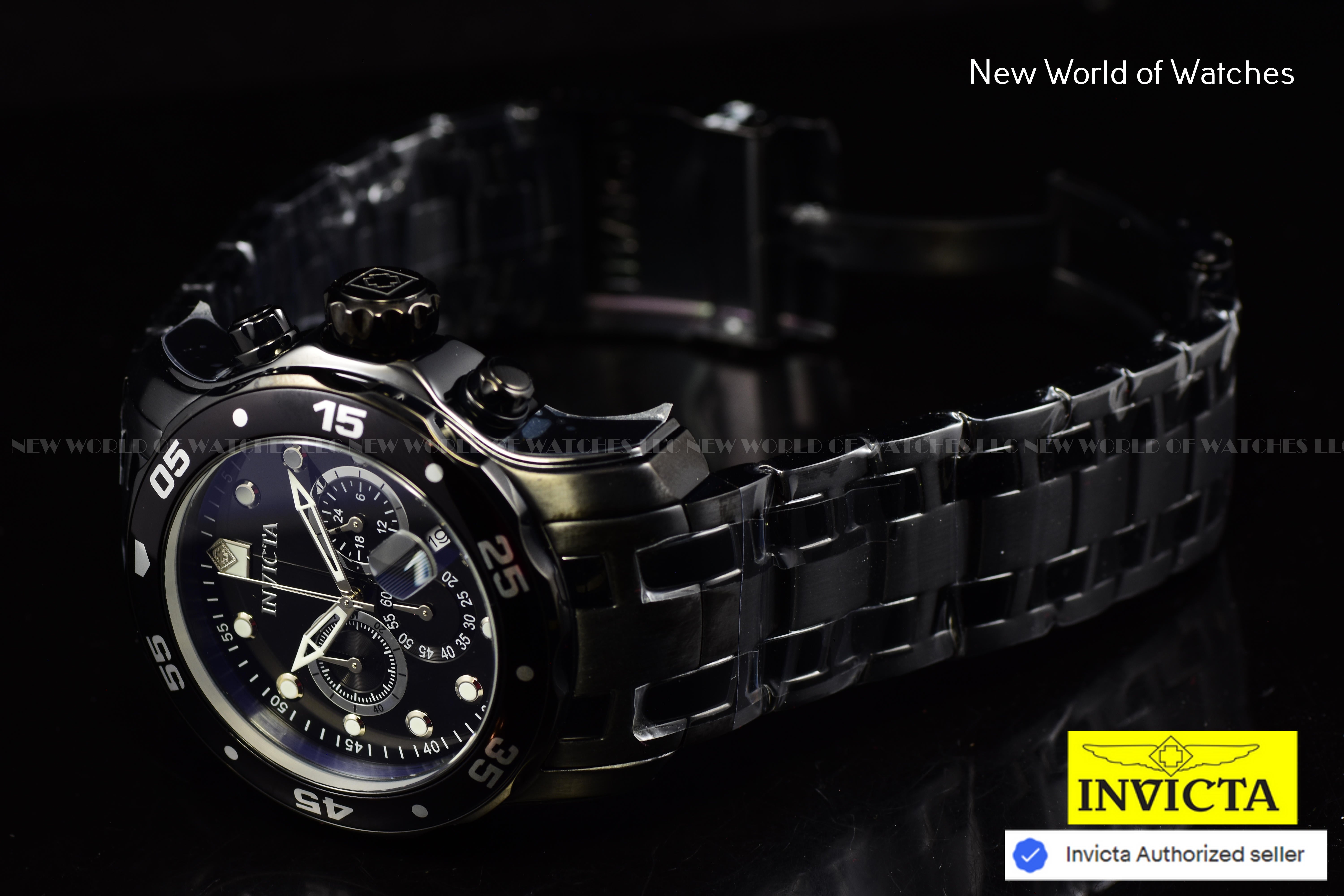 NEW Invicta Men's 48mm Pro Diver SCUBA Chronograph COMBAT Triple Black SS Watch