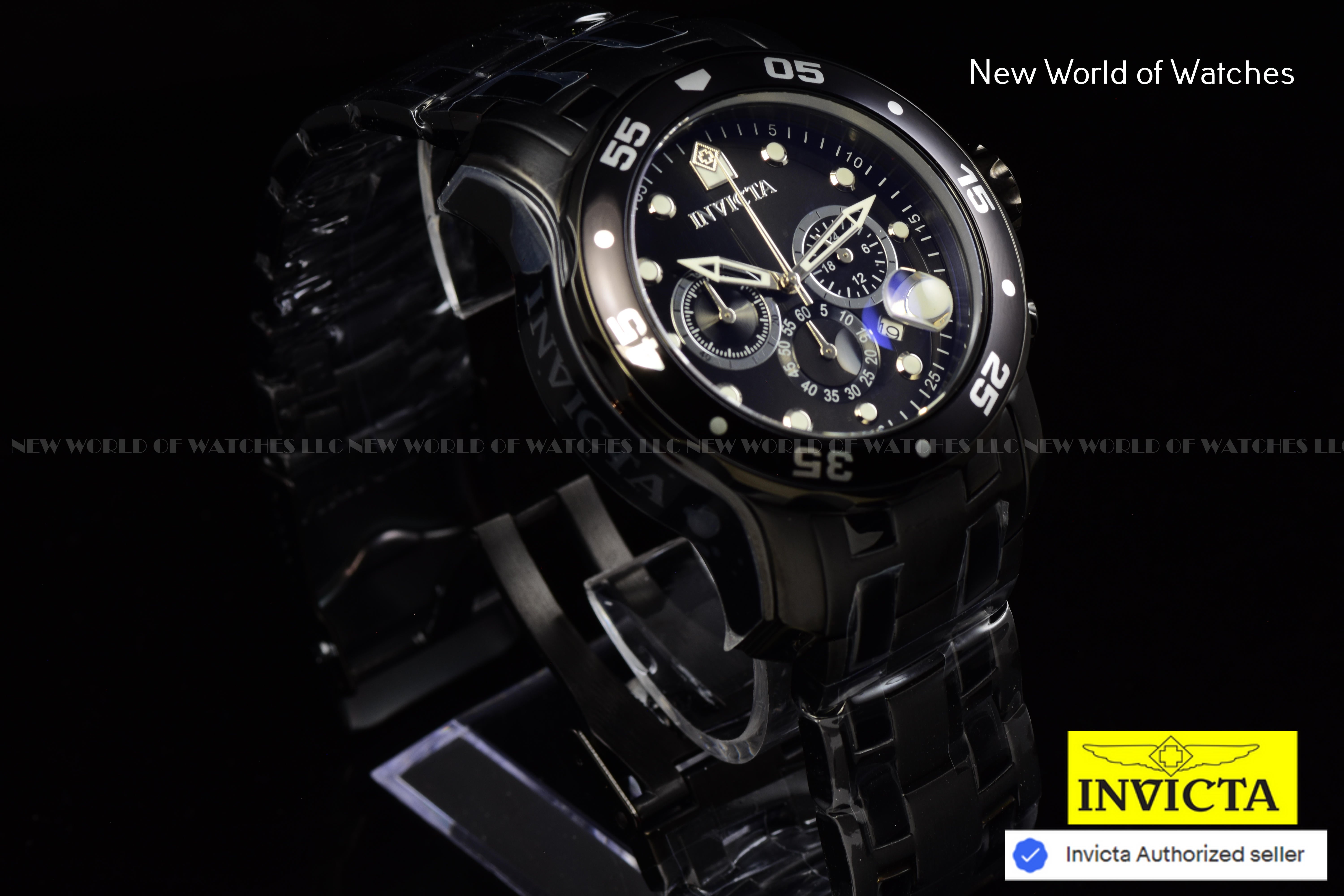 NEW Invicta Men's 48mm Pro Diver SCUBA Chronograph COMBAT Triple Black SS Watch