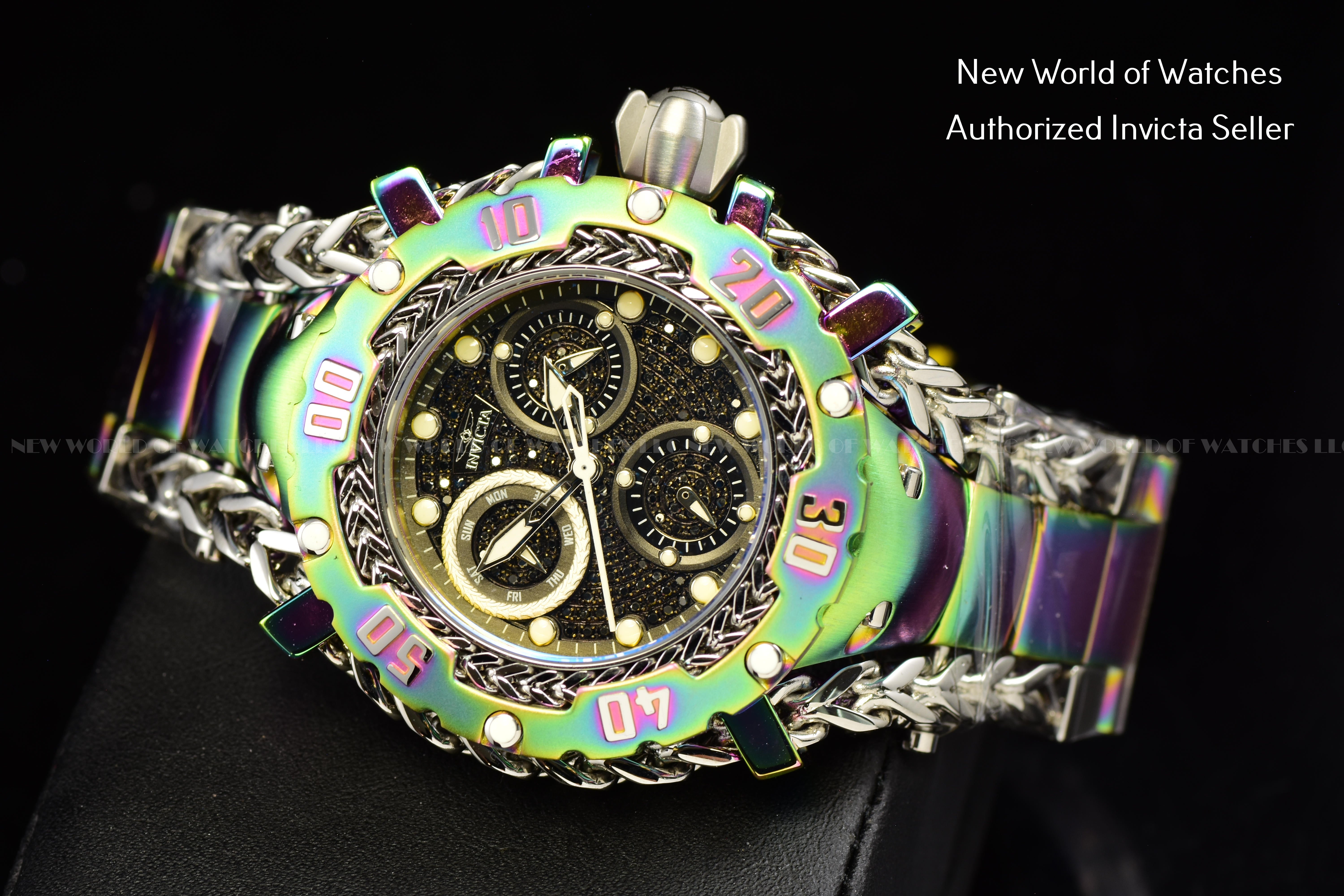 RARE Invicta Womens 43mm Gladiator Real Diamond Dial SS Iridescent Watch