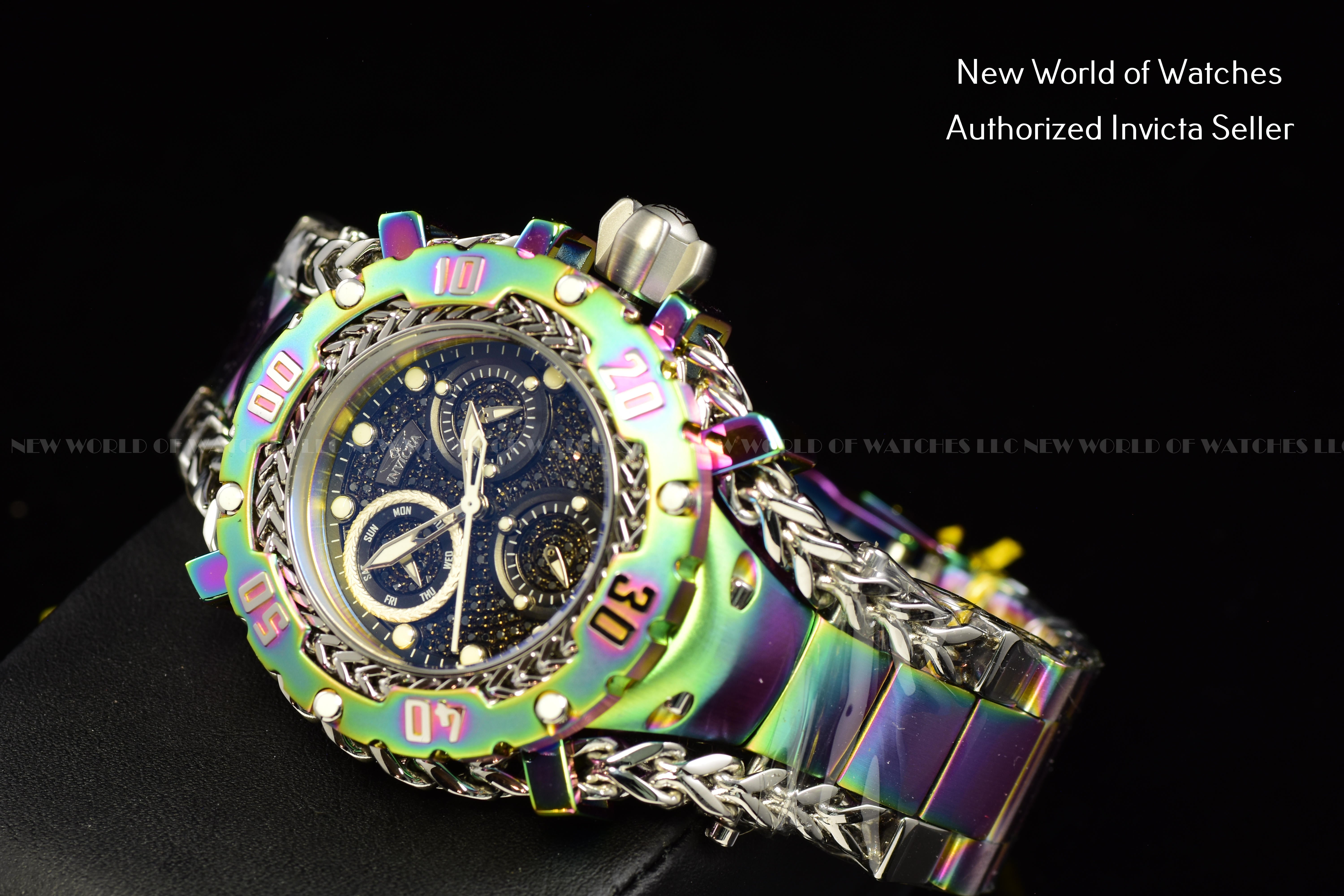 RARE Invicta Womens 43mm Gladiator Real Diamond Dial SS Iridescent Watch