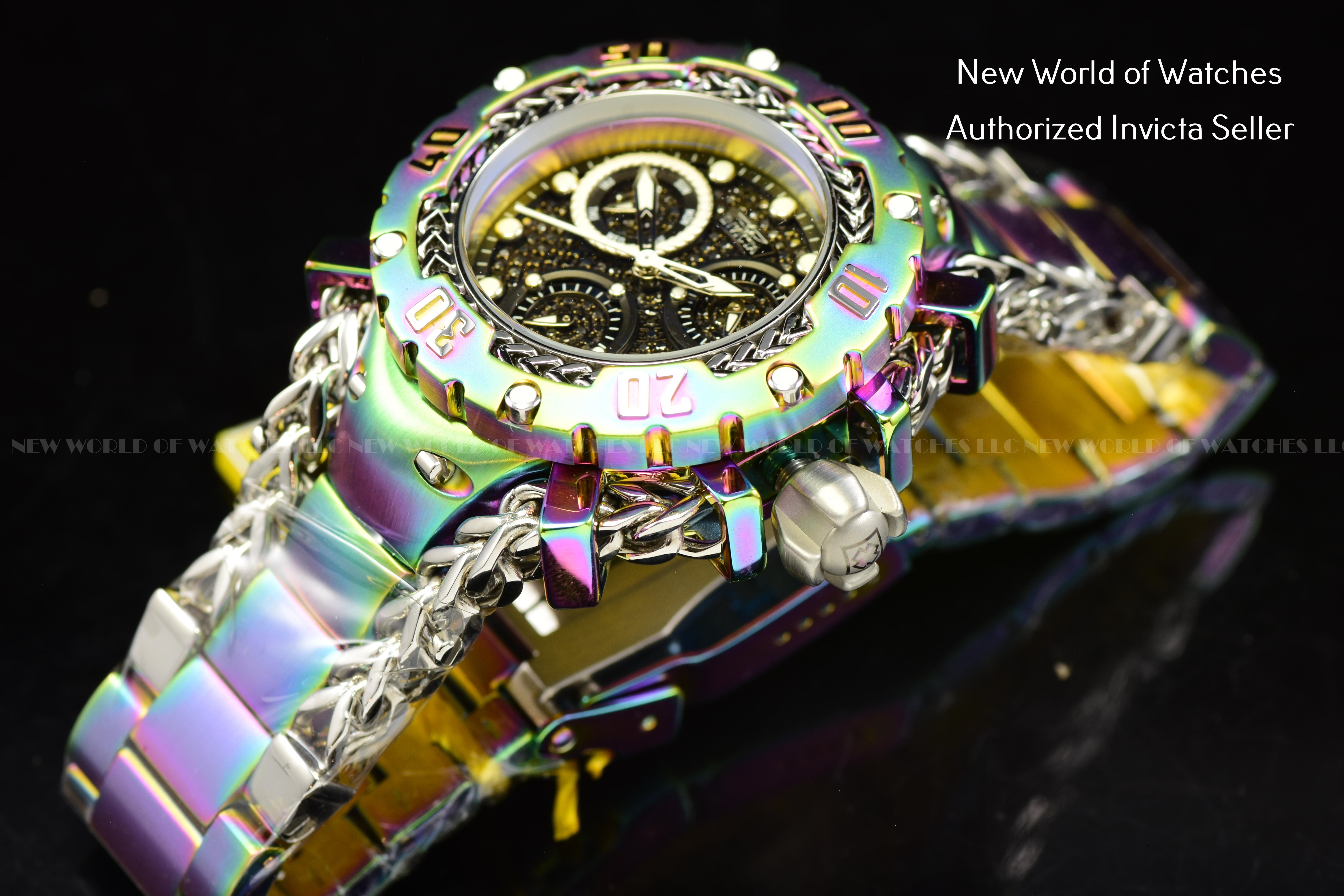 RARE Invicta Womens 43mm Gladiator Real Diamond Dial SS Iridescent Watch