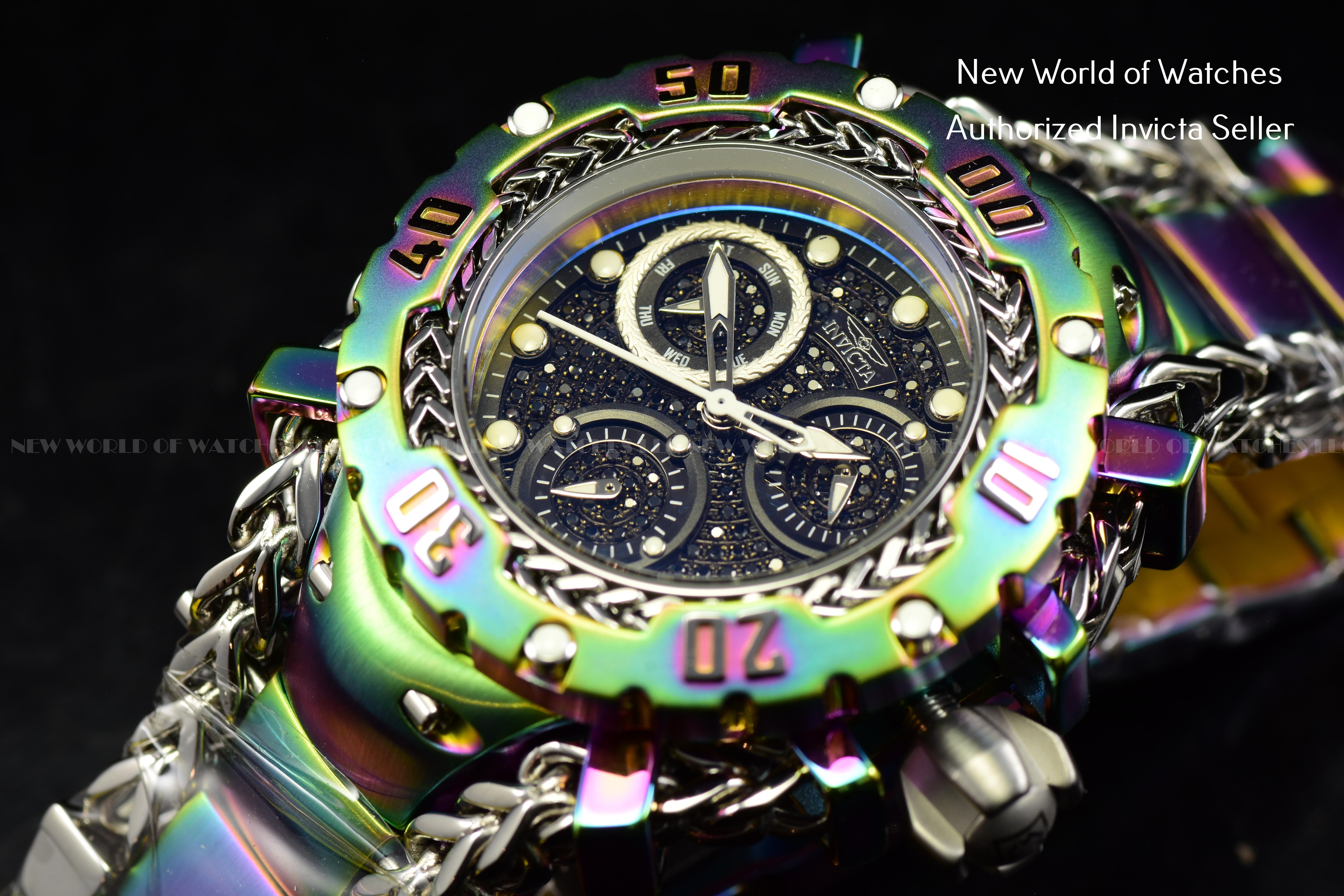 RARE Invicta Womens 43mm Gladiator Real Diamond Dial SS Iridescent Watch