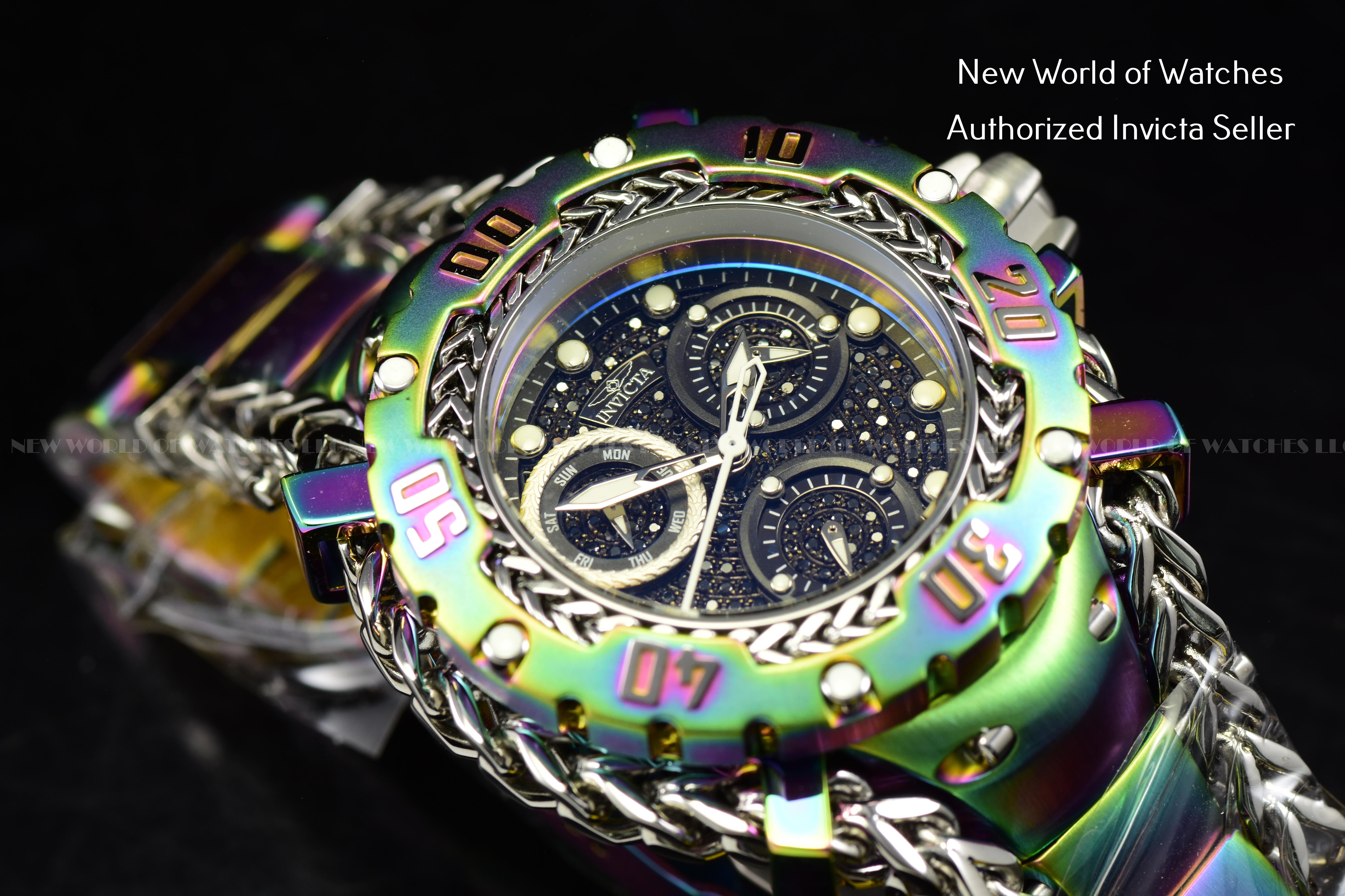 RARE Invicta Womens 43mm Gladiator Real Diamond Dial SS Iridescent Watch