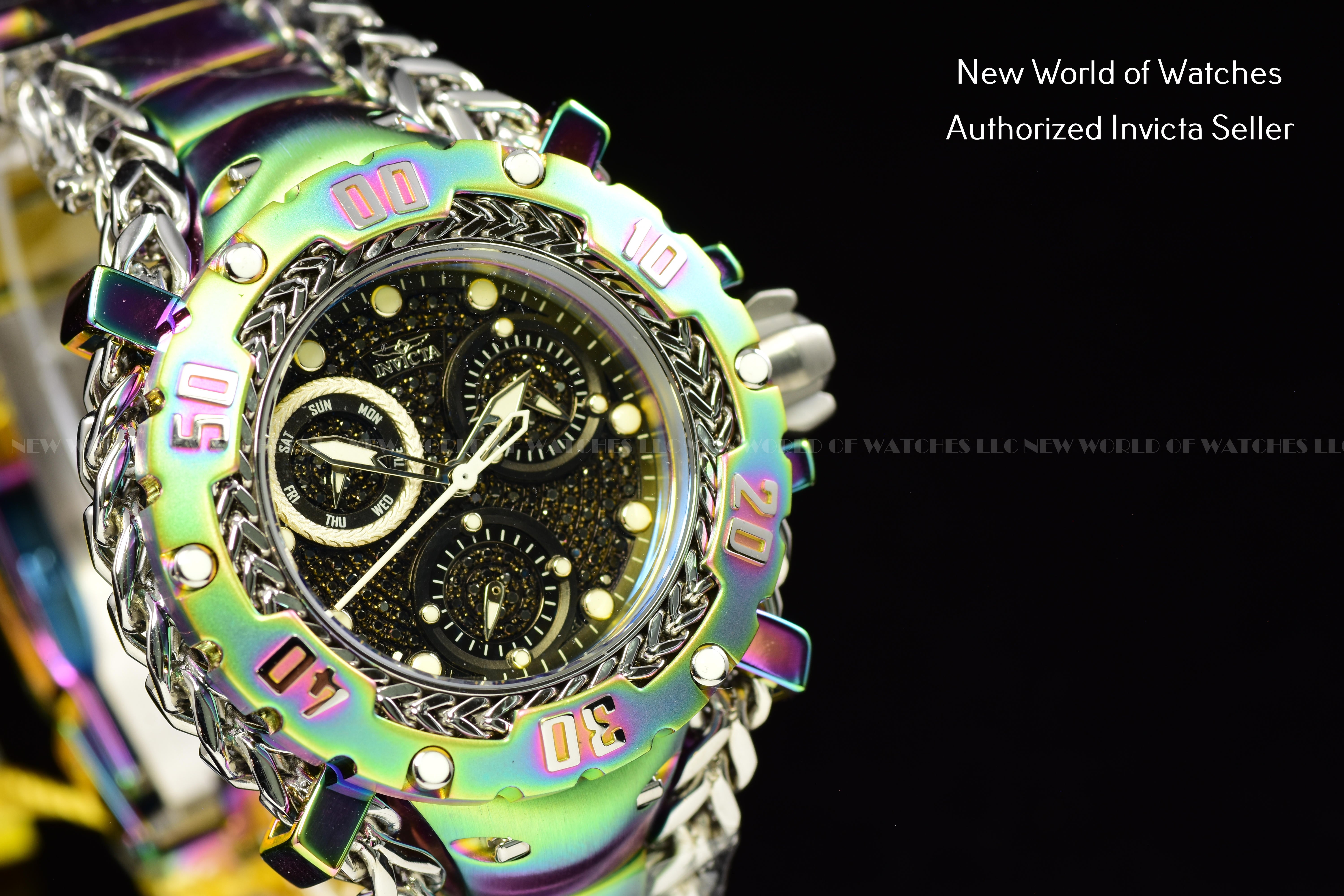 RARE Invicta Womens 43mm Gladiator Real Diamond Dial SS Iridescent Watch