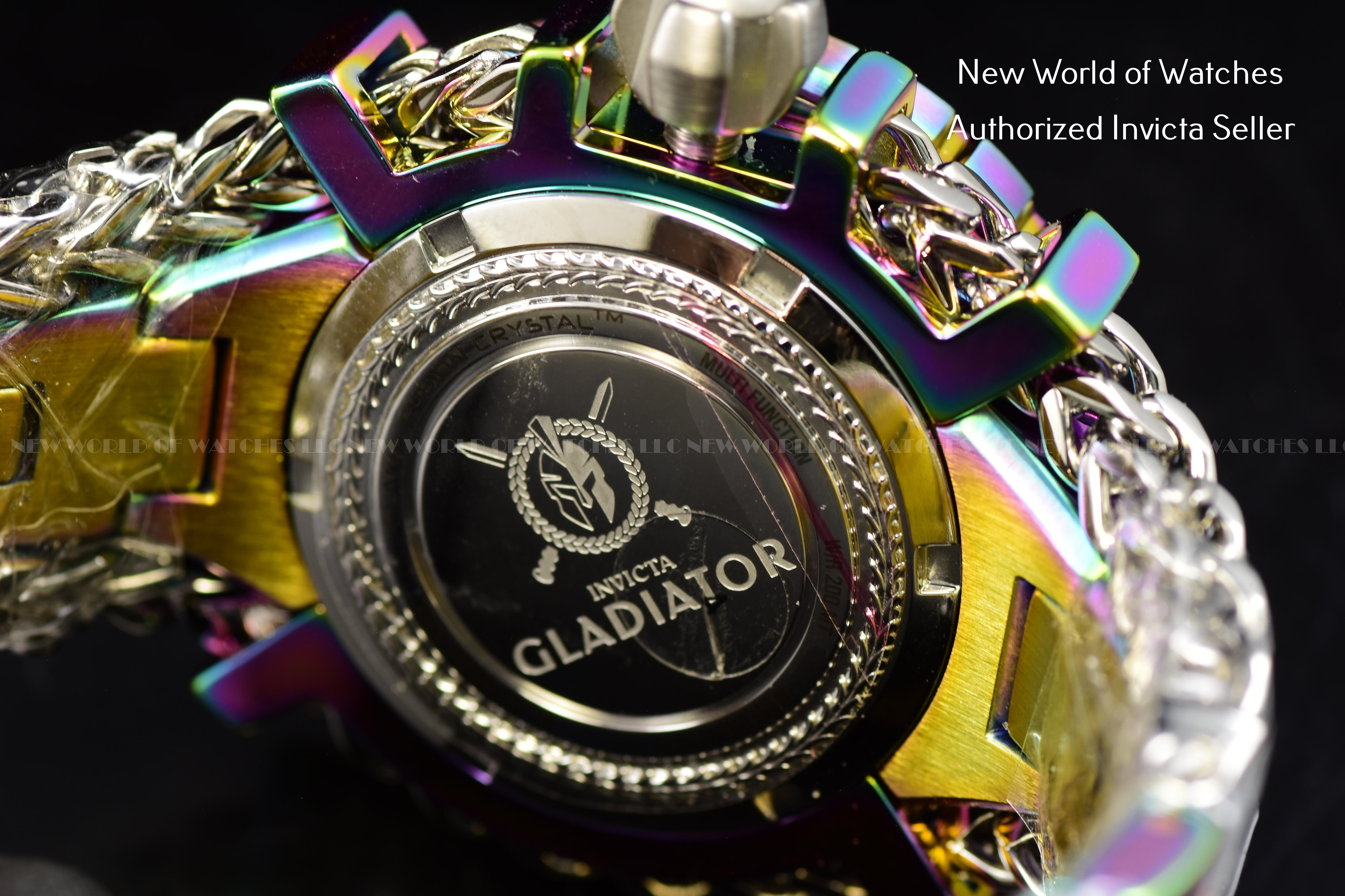 RARE Invicta Womens 43mm Gladiator Real Diamond Dial SS Iridescent Watch