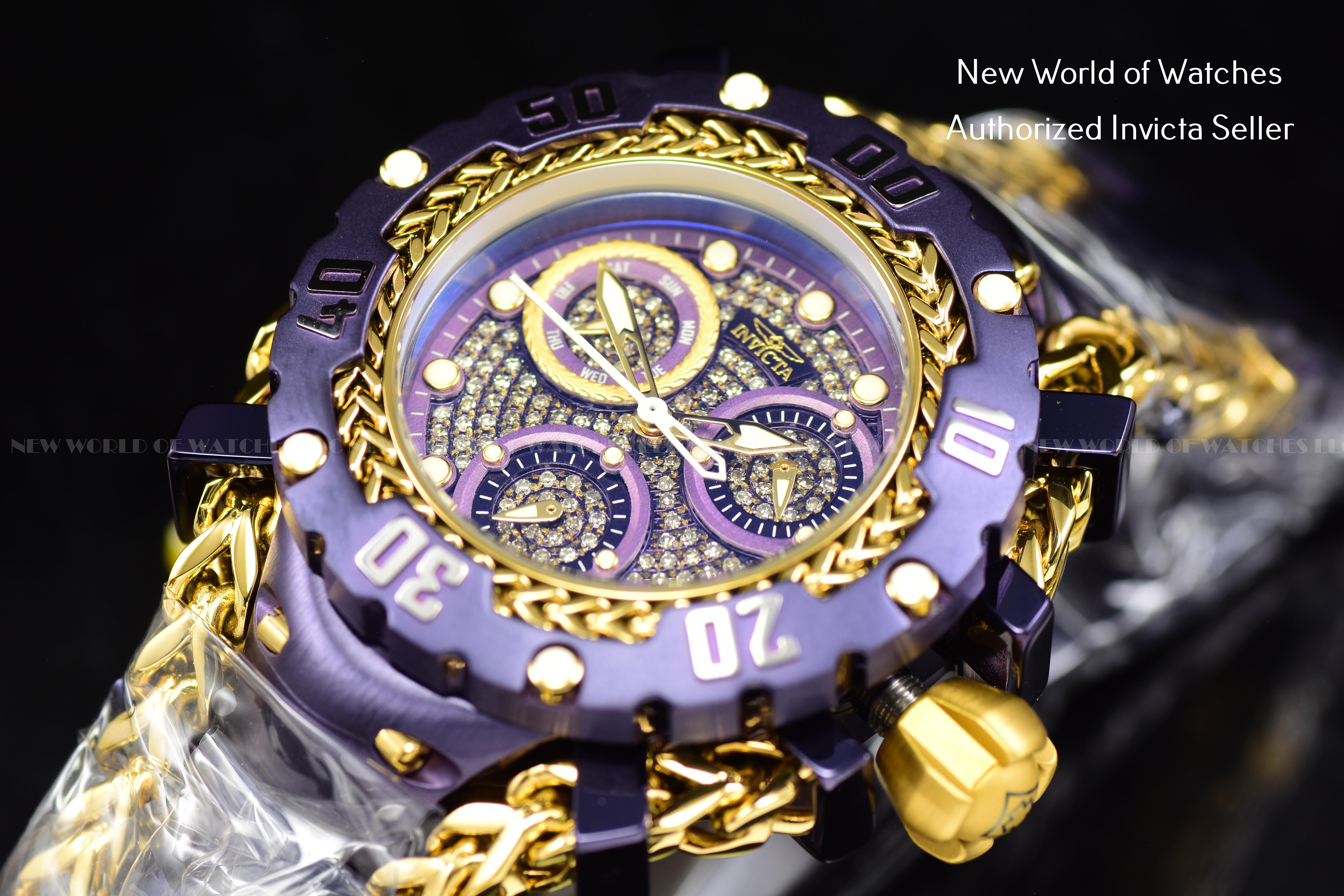 Invicta Women's 43mm Gladiator Diamond Encrusted Dial All Purple Bracelet Watch