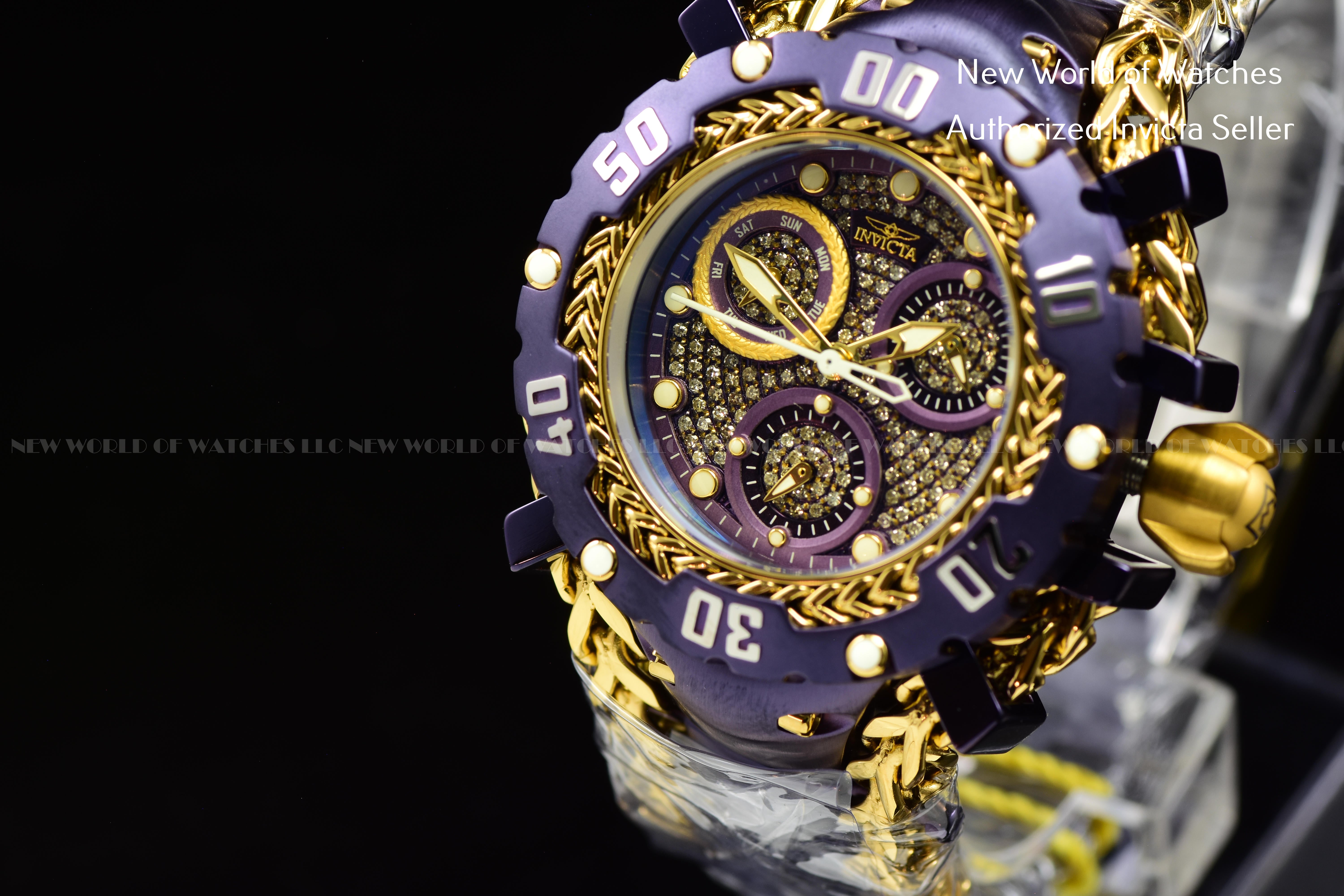 Invicta Women's 43mm Gladiator Diamond Encrusted Dial All Purple Bracelet Watch