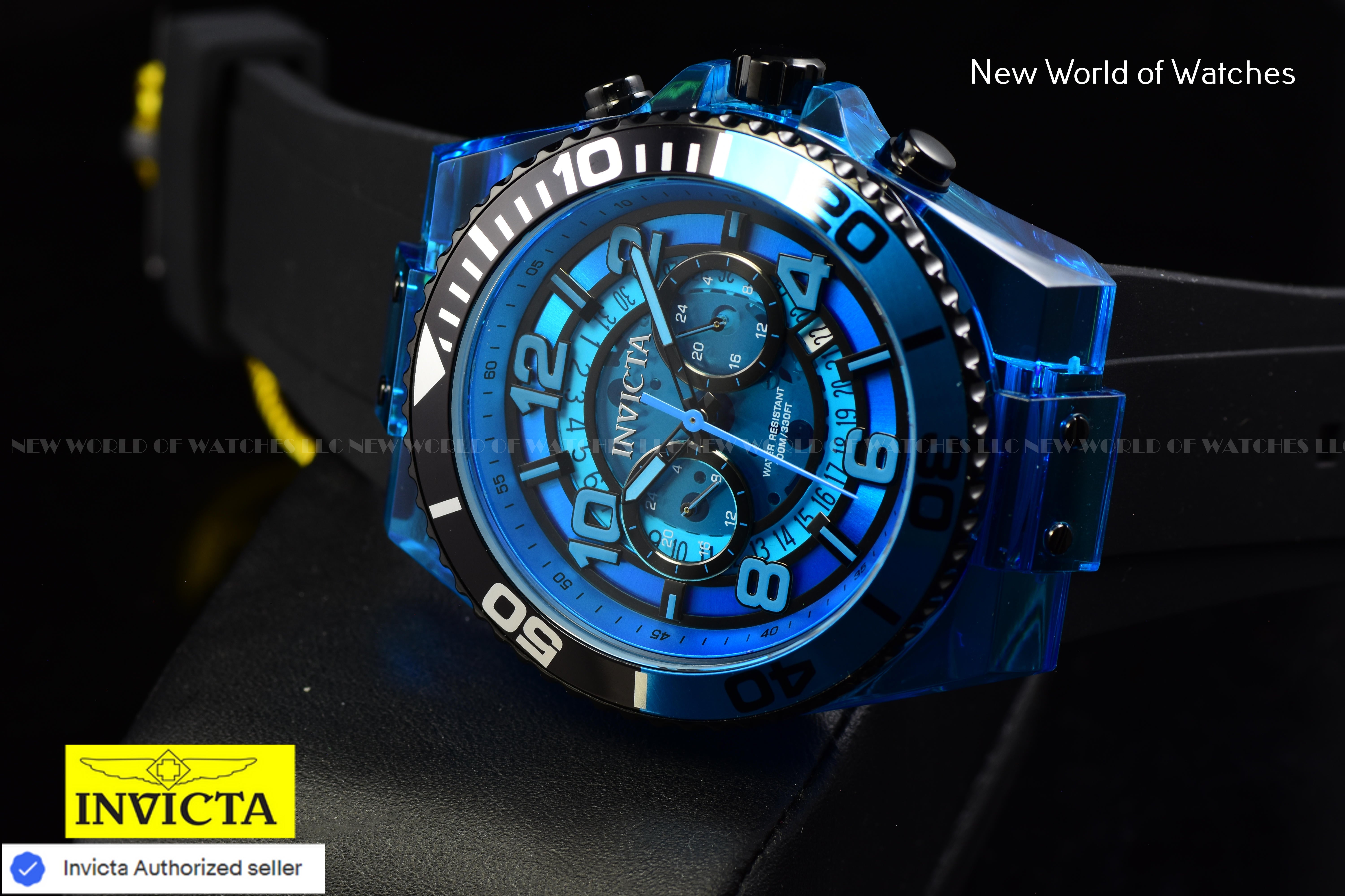 Invicta Men's SPEEDWAY Blue Chronograph Dial Black Silicone Bnad Quartz Watch