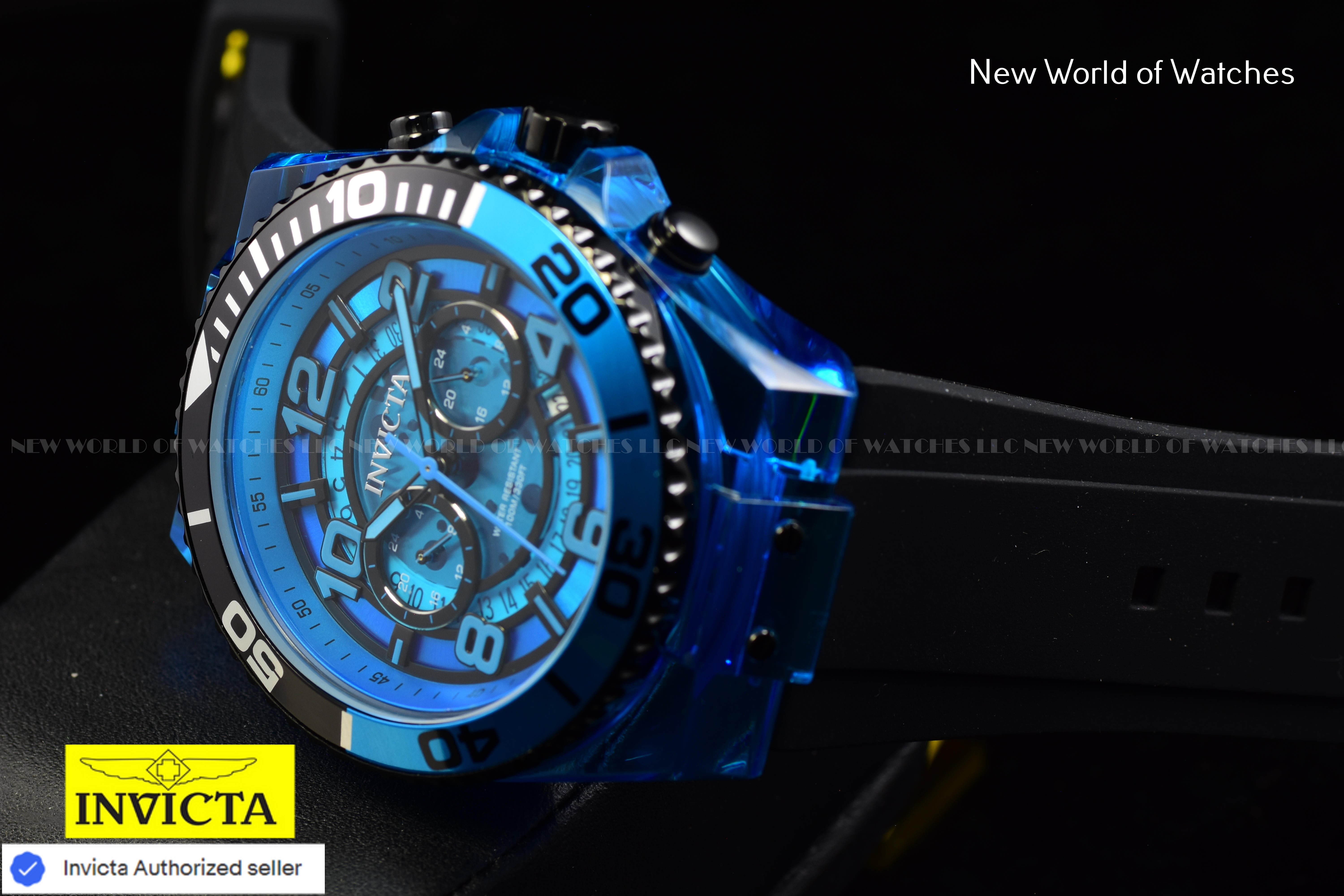 Invicta Men's SPEEDWAY Blue Chronograph Dial Black Silicone Bnad Quartz Watch