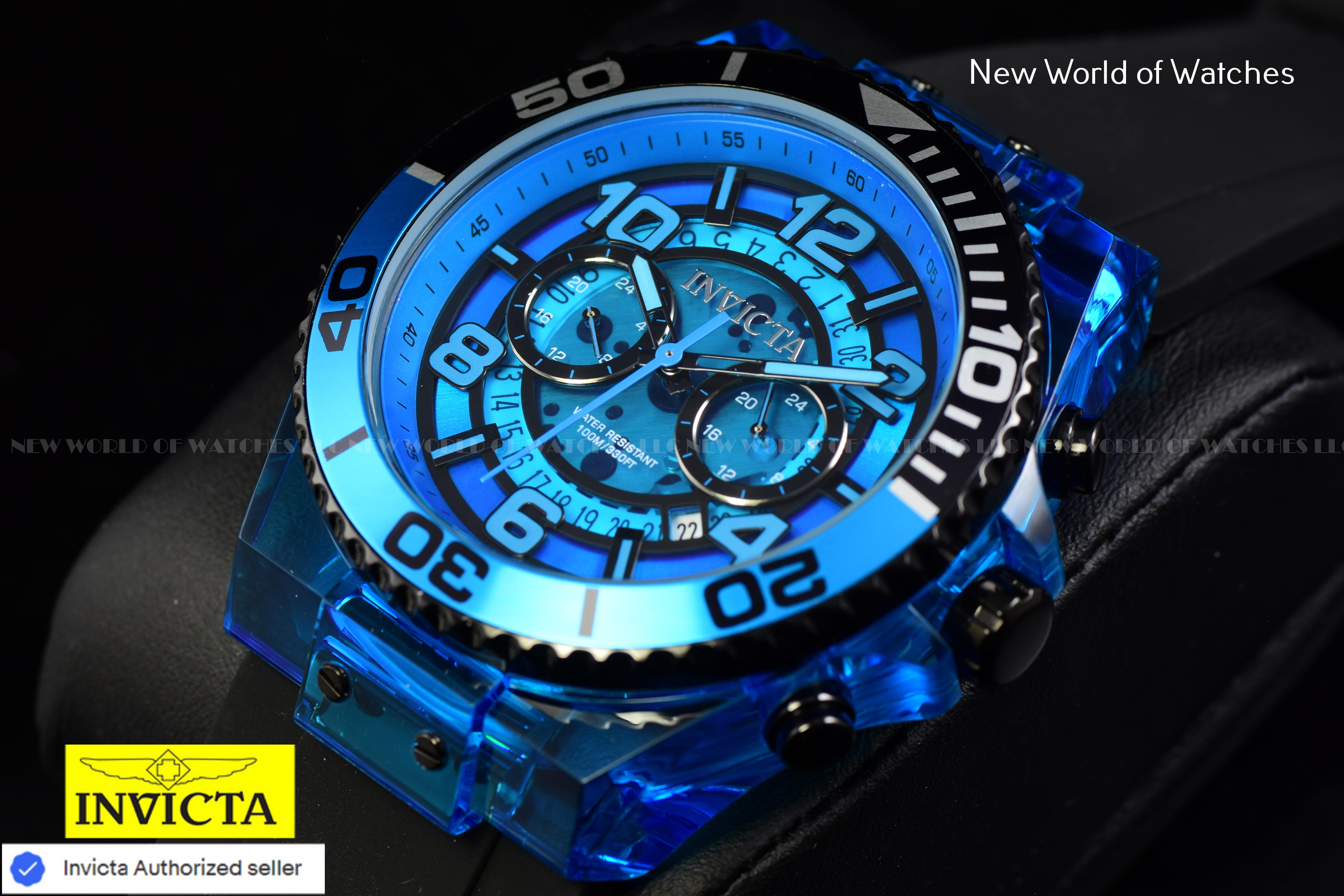 Invicta Men's SPEEDWAY Blue Chronograph Dial Black Silicone Bnad Quartz Watch