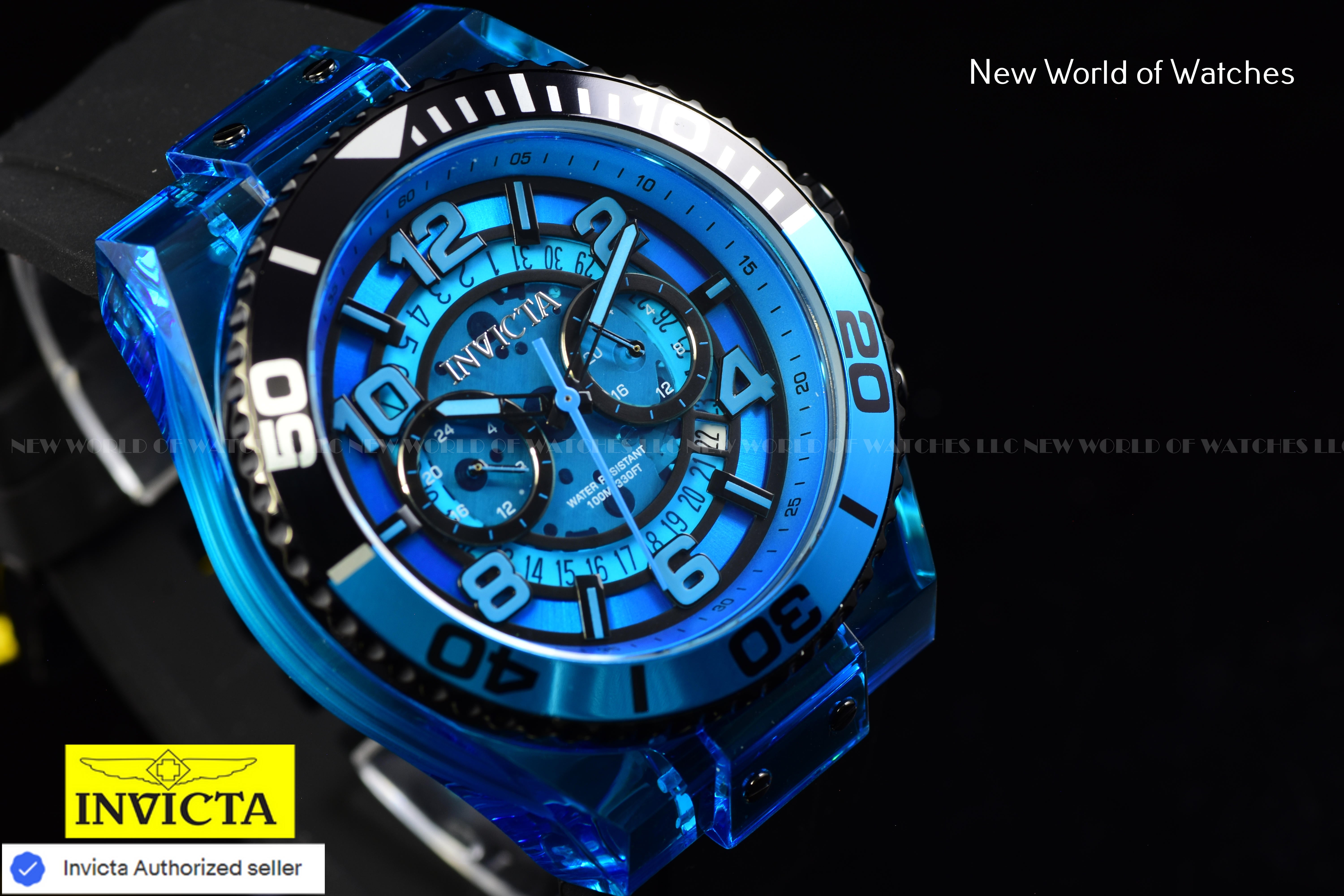 Invicta Men's SPEEDWAY Blue Chronograph Dial Black Silicone Bnad Quartz Watch