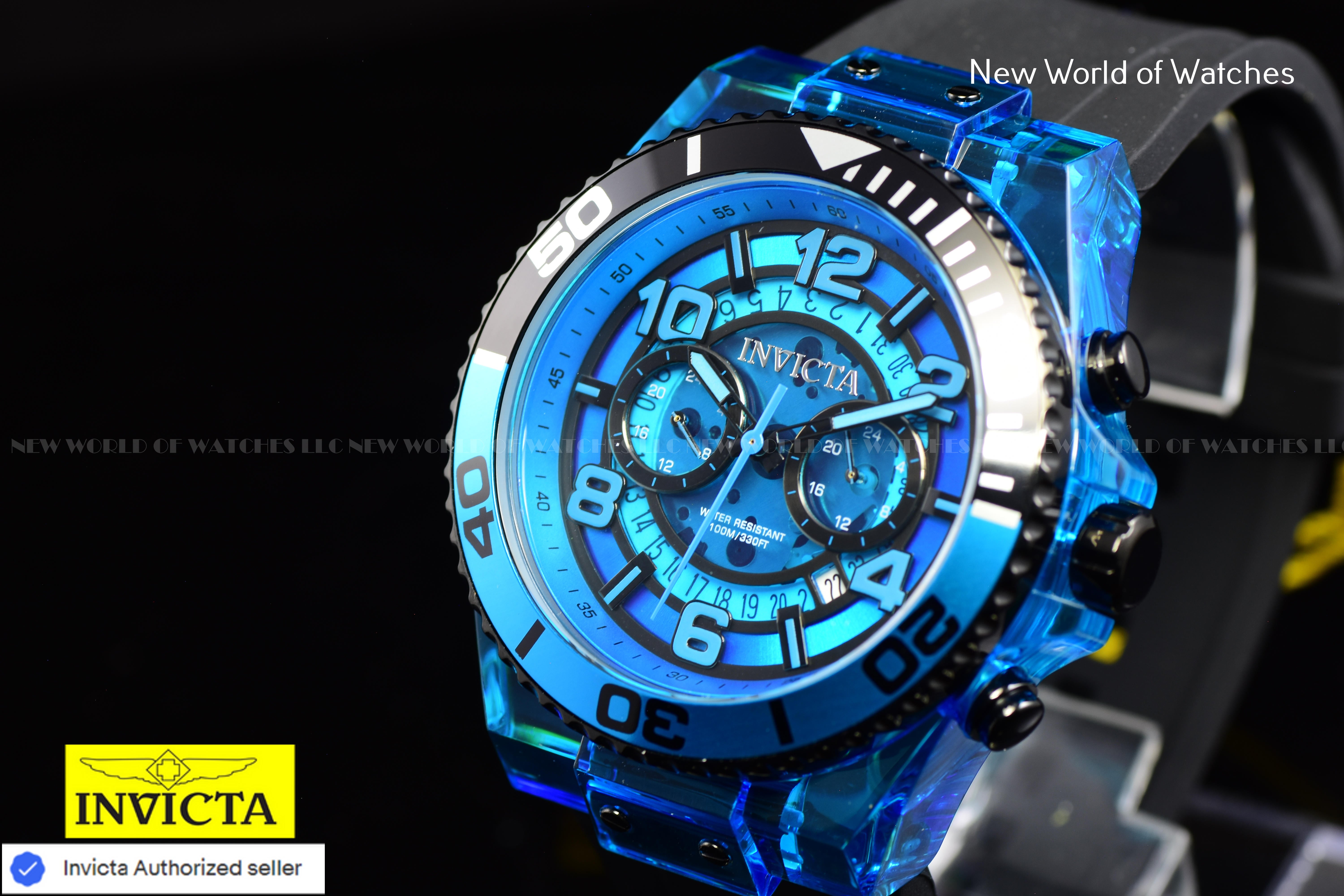 Invicta Men's SPEEDWAY Blue Chronograph Dial Black Silicone Bnad Quartz Watch
