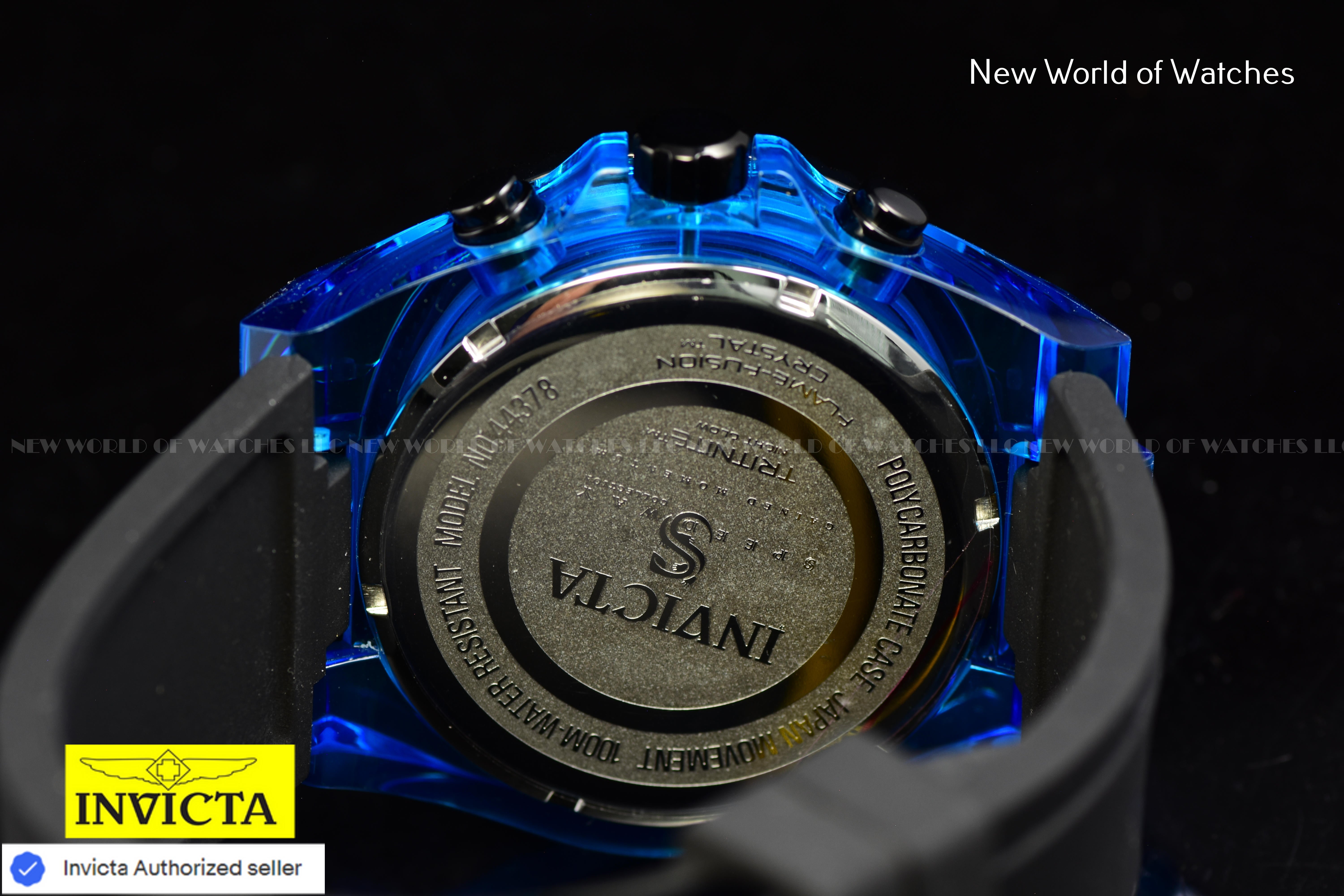 Invicta Men's SPEEDWAY Blue Chronograph Dial Black Silicone Bnad Quartz Watch