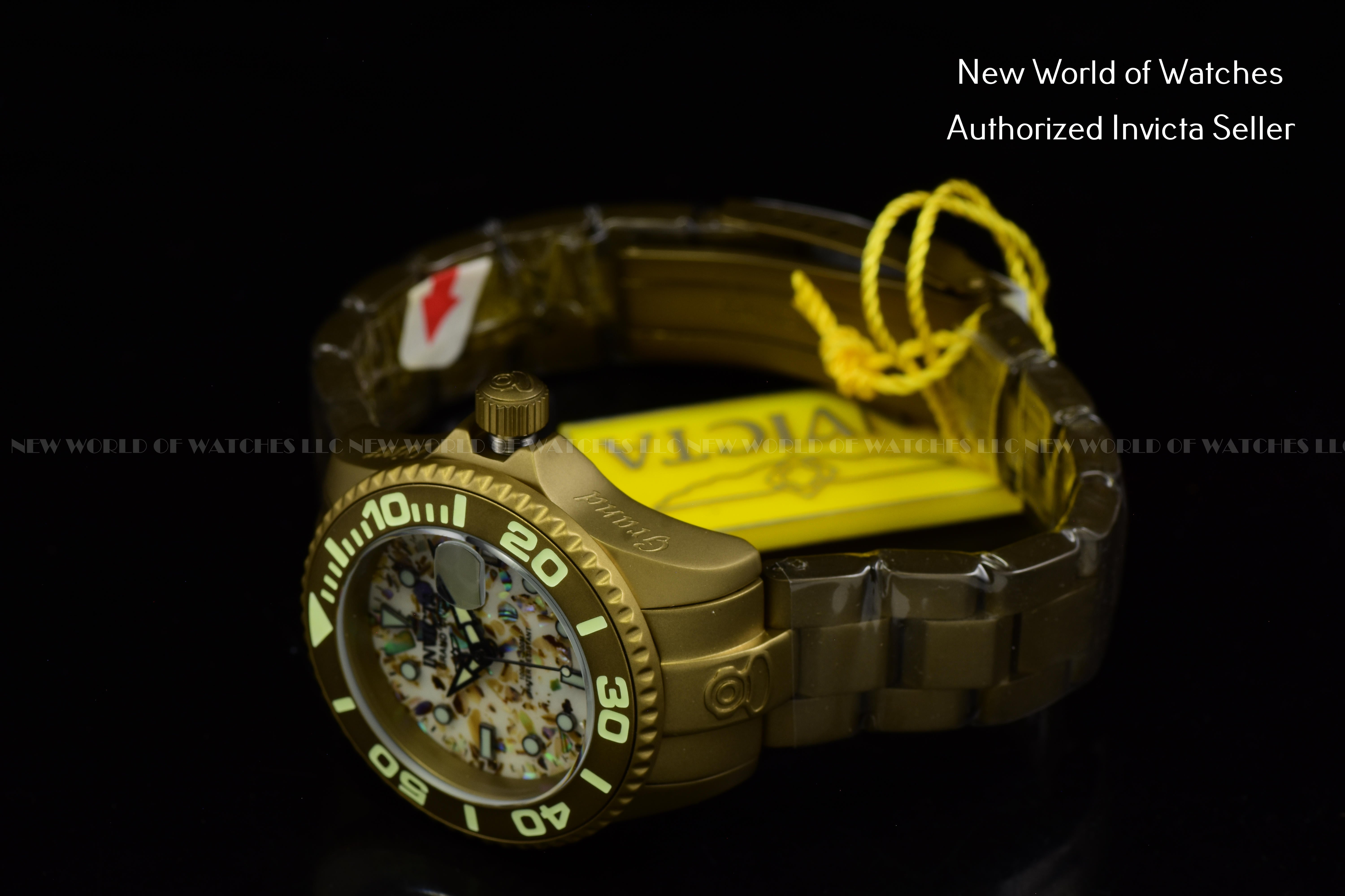 Invicta Women's Pro Diver 38mm Beige Dial Automatic Khaki Bracelet Watch